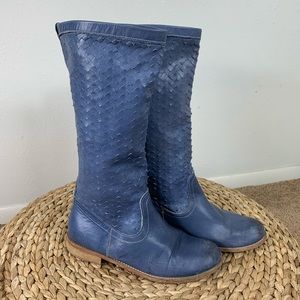 Vera Gomma size 38 Blue Leather Slouch Boots